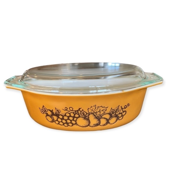 PYREX Vintage Old Orchard 2.5 Clear Glass Cover Casserole Dish #045 - Picture 2 of 9